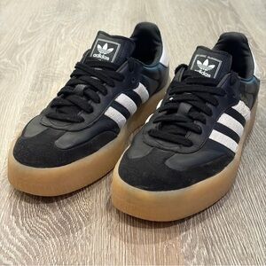 Adidas Samba Sambae Sneakers Shoes Womens 9.5 Black Gum Leather Platform ID0436